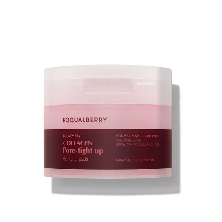 EQQUALBERRY Collagen Pore-tight Up Gel Toner Pads 60pads 140ml ايكوال بيري بادات تونر جل الكولاجين لشد المسام